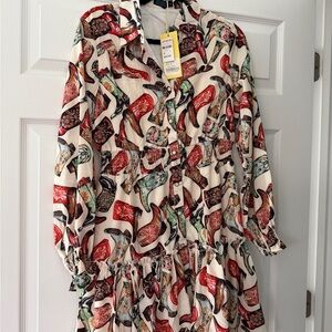 Colorful Cowboy Boot Print women’s dress